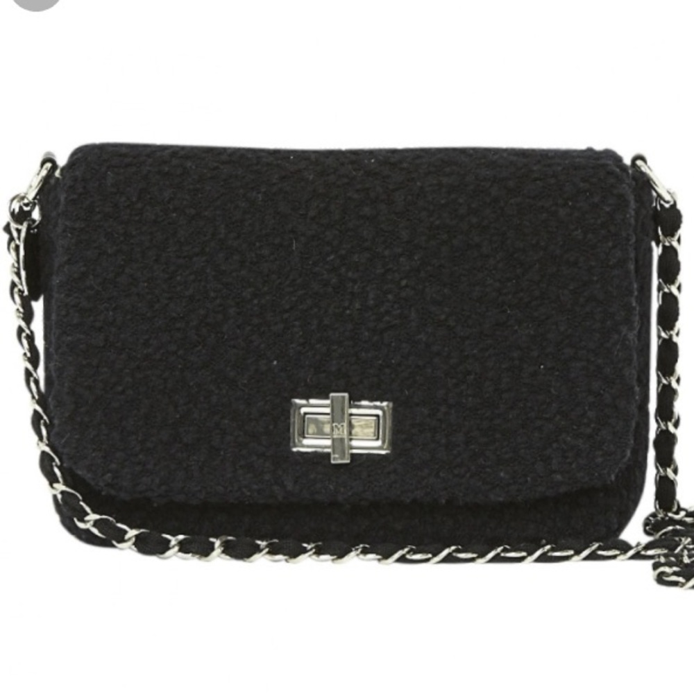 M by Missoni Black Wool Flap Crossbody Purse